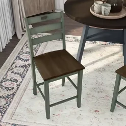 Kirklands Home Antique Wood Counter Stools, Set of 2 Green New