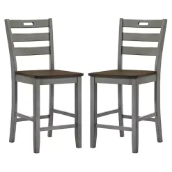 Kirklands Home Antique Light Wood Counter Stools, Set of 2 Gray Outlet