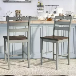 Kirklands Home Antique Light Wood Counter Stools, Set of 2 Gray Outlet