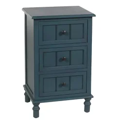 Kirklands Home Antique Navy 3-Drawer Winnie Accent Table Blue Sale