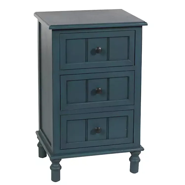 Kirklands Home Antique Navy 3-Drawer Winnie Accent Table Blue Sale