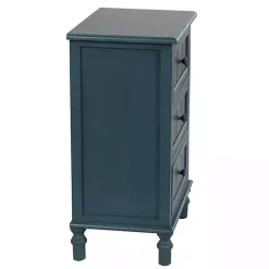 Kirklands Home Antique Navy 3-Drawer Winnie Accent Table Blue Sale
