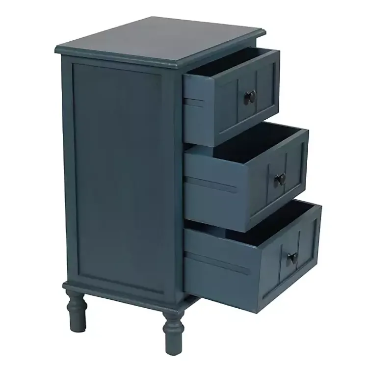 Kirklands Home Antique Navy 3-Drawer Winnie Accent Table Blue Sale