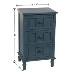 Kirklands Home Antique Navy 3-Drawer Winnie Accent Table Blue Sale