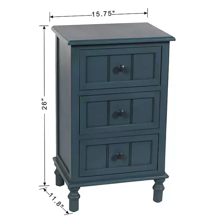 Kirklands Home Antique Navy 3-Drawer Winnie Accent Table Blue Sale
