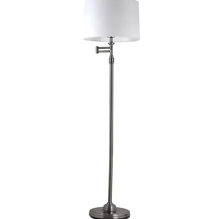 Kirklands Home Antique Pewter Swing Arm Floor Lamp White Outlet