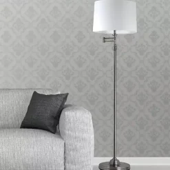 Kirklands Home Antique Pewter Swing Arm Floor Lamp White Outlet