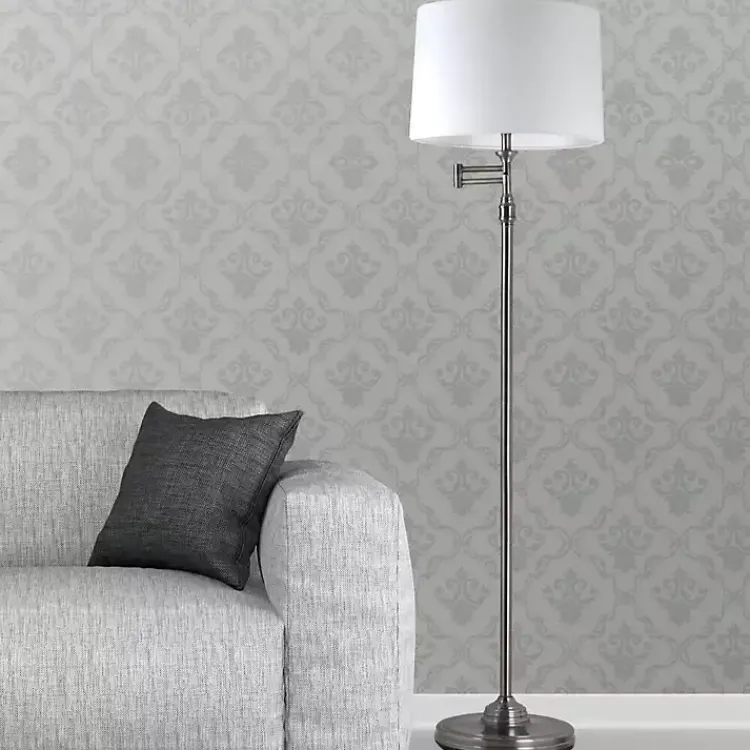 Kirklands Home Antique Pewter Swing Arm Floor Lamp White Outlet