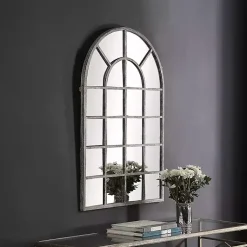 Kirklands Home Antique Rustic Arch Windowpane Mirror