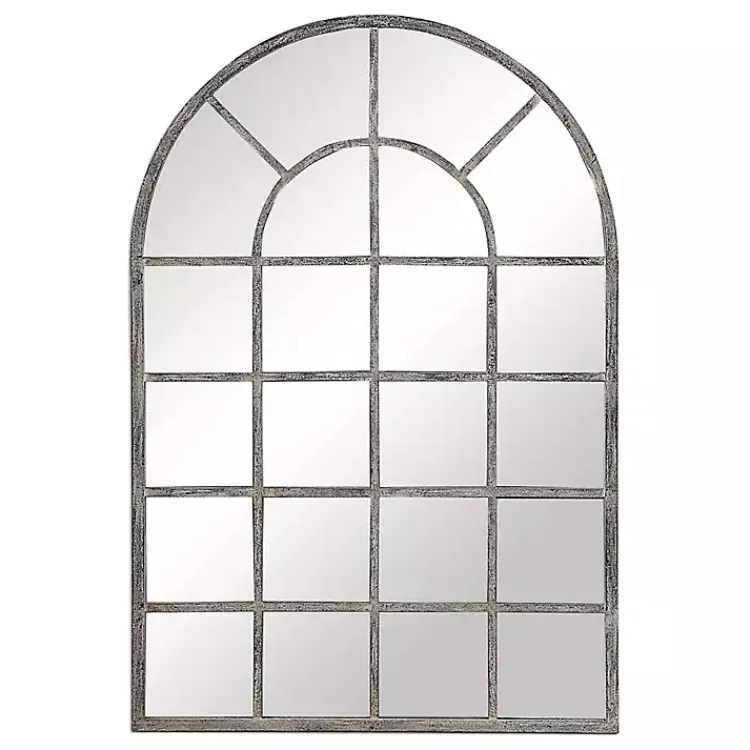 Kirklands Home Antique Rustic Arch Windowpane Mirror