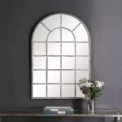 Kirklands Home Antique Rustic Arch Windowpane Mirror