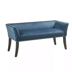 Kirklands Home Antique Sapphire Low Back Upholstered Bench Blue Sale