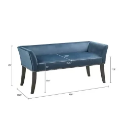 Kirklands Home Antique Sapphire Low Back Upholstered Bench Blue Sale