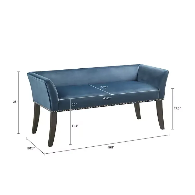 Kirklands Home Antique Sapphire Low Back Upholstered Bench Blue Sale