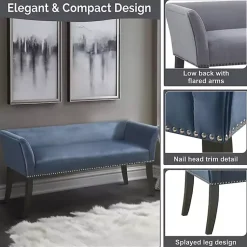 Kirklands Home Antique Sapphire Low Back Upholstered Bench Blue Sale