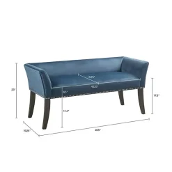 Kirklands Home Antique Sapphire Low Back Upholstered Bench Blue Sale