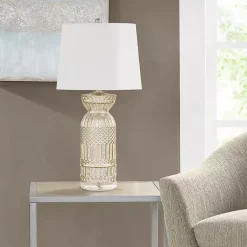 Kirklands Home Antique Textured Glass Luxuria Table Lamp Silver Discount