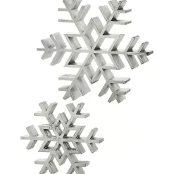 Christmas Decorations>Kirklands Home Antique Wooden Snowflakes, Set of 2 Silver