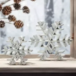 Christmas Decorations>Kirklands Home Antique Wooden Snowflakes, Set of 2 Silver