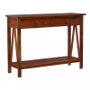 Kirklands Home Antique Tobacco Console Table with Bottom Shelf Discount