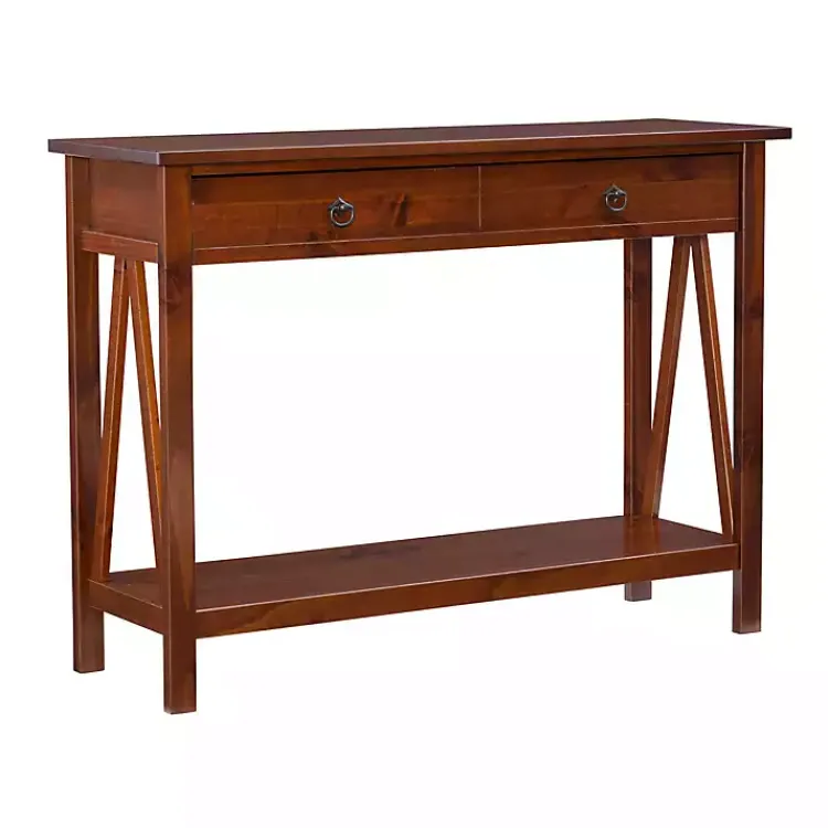Kirklands Home Antique Tobacco Console Table with Bottom Shelf Discount