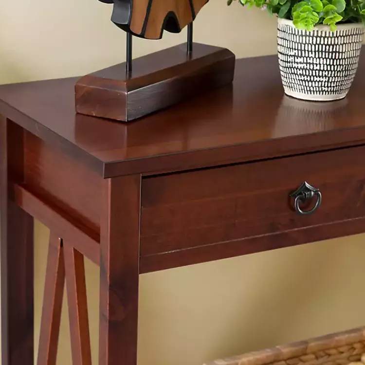 Kirklands Home Antique Tobacco Console Table with Bottom Shelf Discount