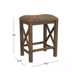 Kirklands Home Antique Walnut Faux Leather Stools, Set of 2 Brown Hot