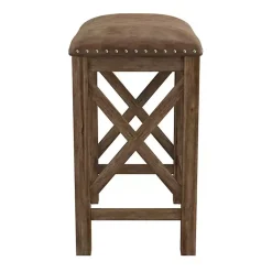 Kirklands Home Antique Walnut Faux Leather Stools, Set of 2 Brown Hot