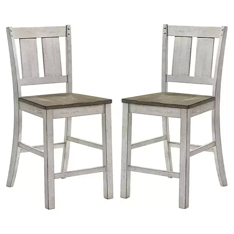 Kirklands Home Antique White & Ash Brown 2-pc. Counter Stool Set Online