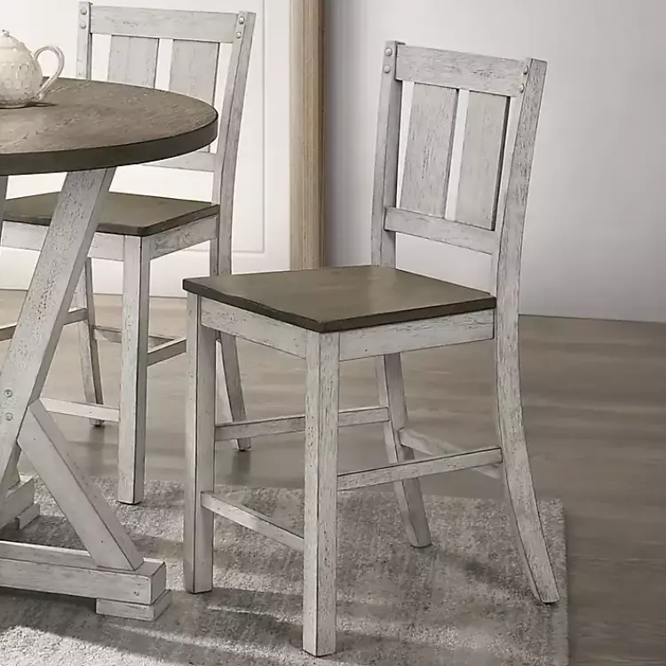 Kirklands Home Antique White & Ash Brown 2-pc. Counter Stool Set Online