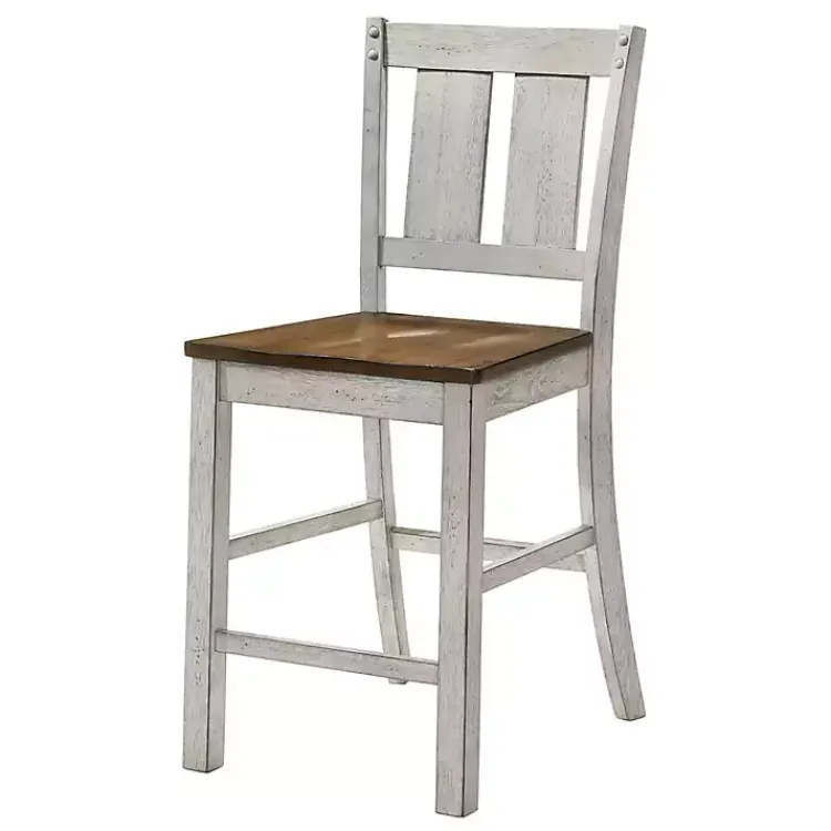 Kirklands Home Antique White & Dark Brown 2-pc. Counter Stool Set New