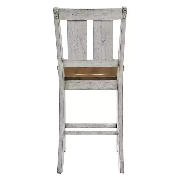 Kirklands Home Antique White & Dark Brown 2-pc. Counter Stool Set New