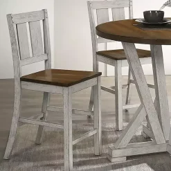 Kirklands Home Antique White & Dark Brown 2-pc. Counter Stool Set New