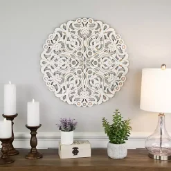 Kirklands Home Antique Damask Round Wall Plaque White Clearance