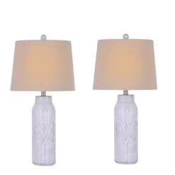 Kirklands Home Antique White Deco Diamond Table Lamps, Set of 2 Tan New