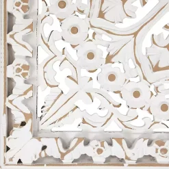 Kirklands Home Antique Floral Mandala Square Wall Plaque White Clearance