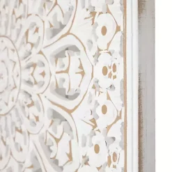 Kirklands Home Antique Floral Mandala Square Wall Plaque White Clearance