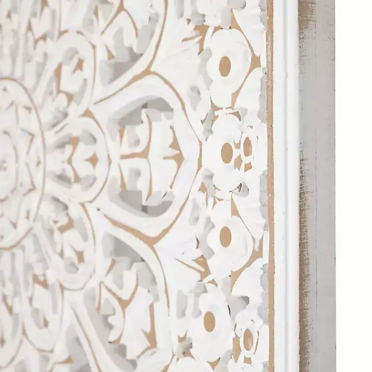 Kirklands Home Antique Floral Mandala Square Wall Plaque White Clearance