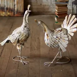 Fall>Kirklands Home Antique Metal Turkey Statues, Set of 2 White