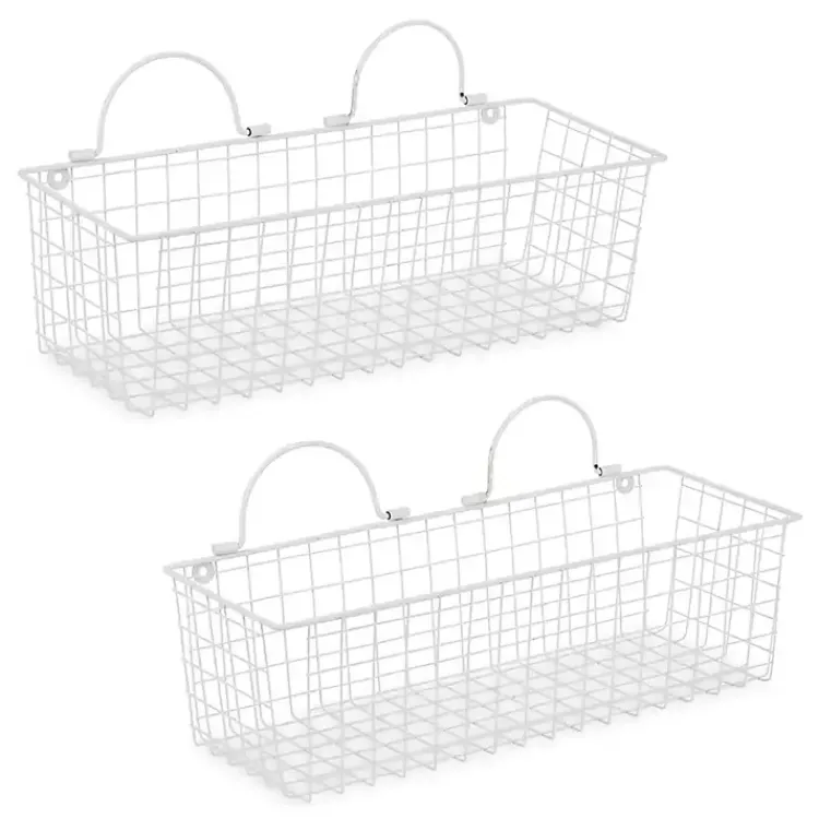 Kirklands Home Antique White 2-pc. Long Wire Basket Set, 17 in. Hot