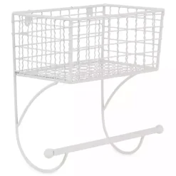 Kirklands Home Antique White Wire Basket Towel Rack Hot