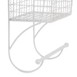 Kirklands Home Antique White Wire Basket Towel Rack Hot