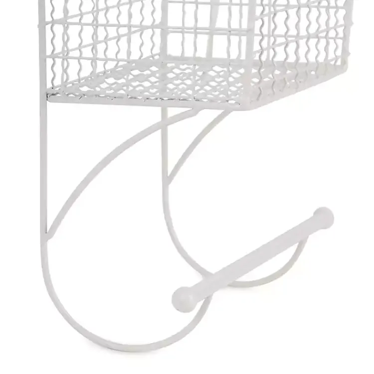 Kirklands Home Antique White Wire Basket Towel Rack Hot