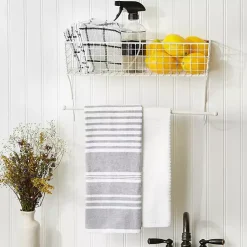 Kirklands Home Antique White Wire Basket Towel Rack, 17 in. Hot