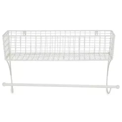 Kirklands Home Antique White Wire Basket Towel Rack, 17 in. Hot