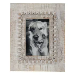 Picture Frames>Kirklands Home Antique White Wood Beaded Picture Frame, 4x6