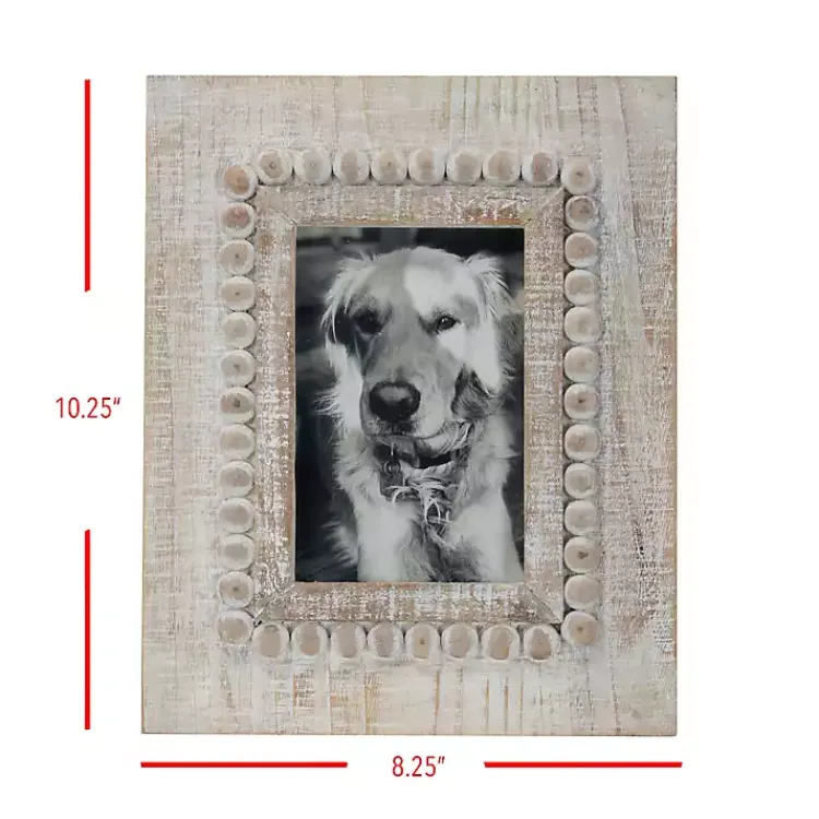 Picture Frames>Kirklands Home Antique White Wood Beaded Picture Frame, 4x6