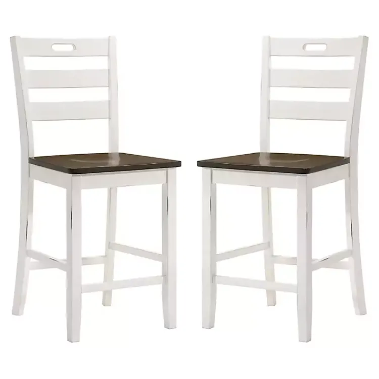 Kirklands Home Antique Wood Counter Stools, Set of 2 White Discount