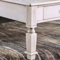 Kirklands Home Antique Wood 4-Drawer Heather Coffee Table White Hot