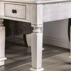 Kirklands Home Antique Wood Heather Accent Table White